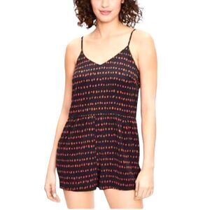 Loft Short Romper Spaghetti Strap Black Orange Size XL New with Tags
